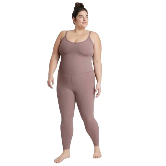 All in Motion Bodysuit  Tan Brown Open Back Sleeveless Athletic Jumpsuit 3X NWT - Picture 1 of 10